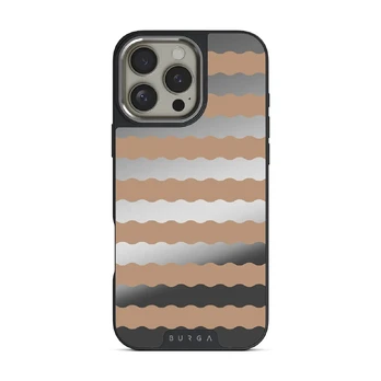 Golden Sand - iPhone 16 Pro Max Case, Elite Mirror Dark (MagSafe) / Silver