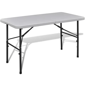Sulankstomas sodo stalas, baltos spalvos, 122cm, HDPE