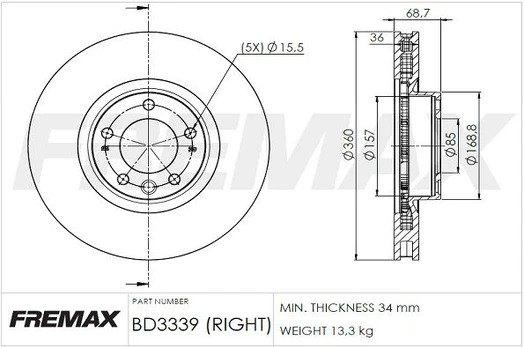 Stabdžių diskas FREMAX BD-3339