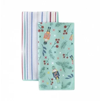 Norwex Tea Towels Arbatos rankšluosčiai, Nutcracker/Stripes