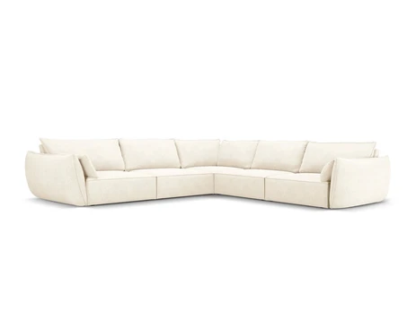 Simetrinė kampinė sofa Vanda, 7 sėdimos vietos, šv. smėlio sp.