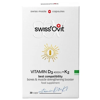 Vitaminas D3 4000IU+K2 SWISSOVIT, 30 kapsulių