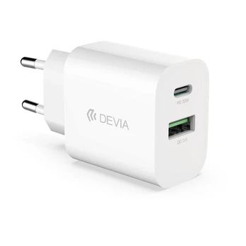 Devia wall charger Smart PD 1x USB-C 1x USB 20W baltas
