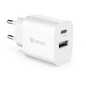Devia wall charger Smart PD 1x USB-C 1x USB 20W baltas kaina