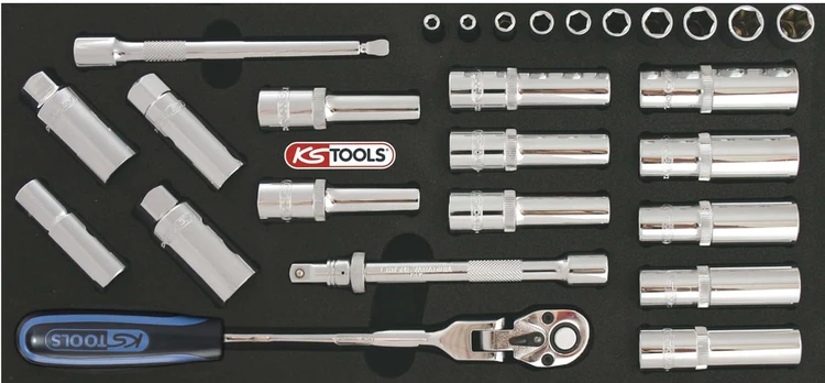 1/2 galvučių su terkšle kompl. (818.1304, KS TOOLS)