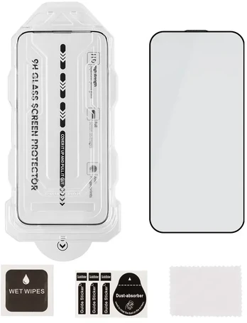 OBAL:ME 5D Glass Screen Protector with Applicator for Apple iPhone 13/13 Pro/14/16e/17e Juodas
