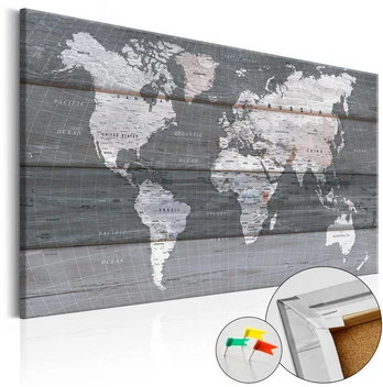 Artgeist Kamštinis paveikslas - Pilkas Earth [Cork Map]