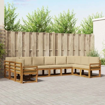 Lauko sofos komplektas su pagalve 10 pcs Natūralus ir bežinis