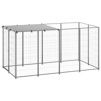 Voljeras šunims, sidabrinės spalvos, 2,42 m², plienas