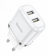 Įkroviklis buitinis Hoco N4 su dviem USB jungtimis (2.4A) baltas