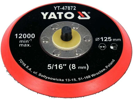 YATO DISKAS / POLIRAVIMO PLOKŠTELĖ SU VELCRO 125mm 5/16"
