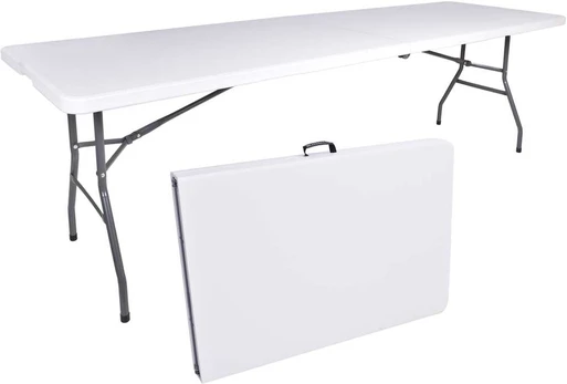 Maitinimo stalas IMPRO, sulankstomas į lagaminą, 240 cm, baltas