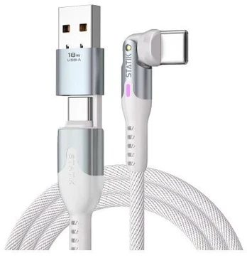 STATIK PowerPivot Pro besisukantis 2-in-1 USB-C laidas, baltas, 2 m