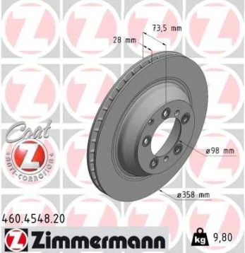 Stabdžių diskas ZIMMERMANN 460.4548.20