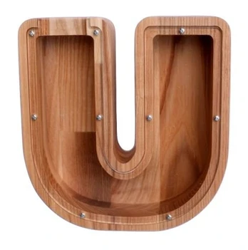 Mažesnė medinė taupyklė raidė „U“ (18,7 cm)