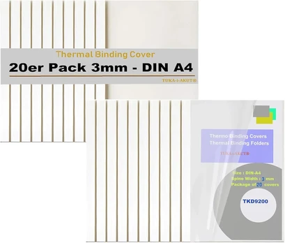 Tuka-i-akut A4 įrišimo dangteliai, 3 mm, 20 vnt., balti