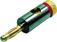 4 mm metalinis bananų kištukas, raudonas