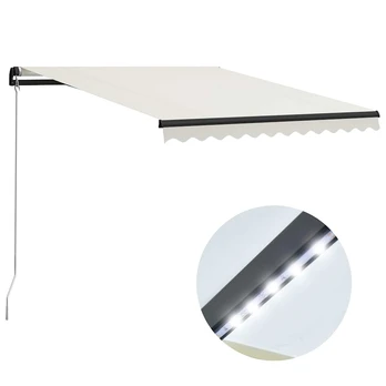 Rankiniu būdu ištraukiama markizė su led, kreminė, 300x250cm