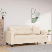Dvivietė sofa su pagalvėmis, smėlio, 140cm, audinys kaina