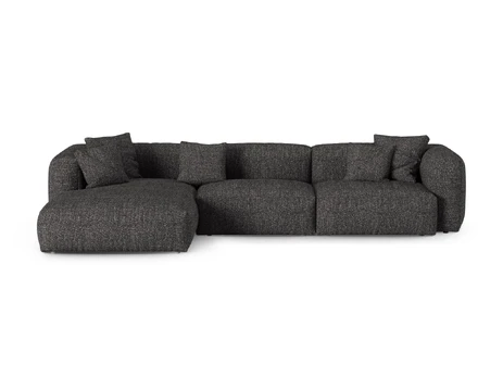 Boucle Modular Left Corner Sofa, "Martina", 3 Seats, 370x176x75, Anthracite