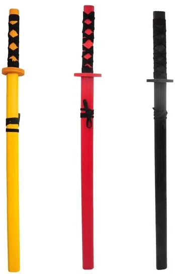 Medinis Samurajaus kardas su dėklu, 73 cm - Geltona