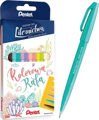 Pentel Sign rašiklio raidžių rinkinys 6 spalvų Spalvingas Rafa Pentel