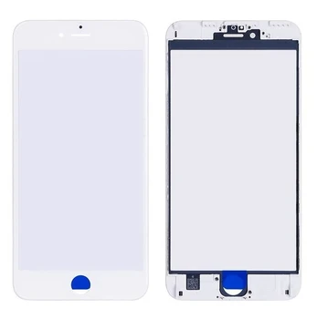 LCD stikliukas Apple iPhone 6 Plus su rėmeliu ir OCA baltas V2 ORG