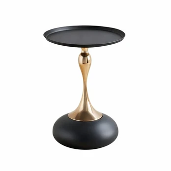Apvalus šoninis staliukas minimalistinis, metalinis, 1 vnt.