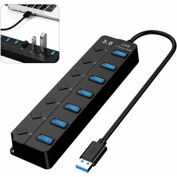 Prailgintuvas, 7 Usb lizdų, 3.0 šakotuvas, 5V DC, 30 cm