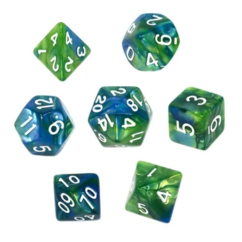 REBEL RPG Dice Set - Two Color - Mėlyna and Žalias