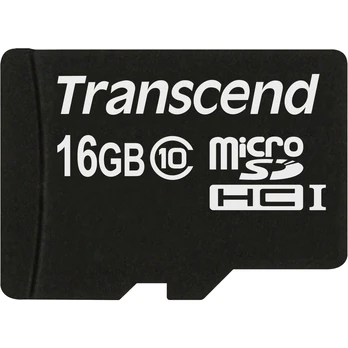 Transcend microSDHC 16 GB Class 10 atminties kortelė su SD adapteriu