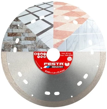 FESTA INDUSTRY Solid Diamond Cutting Blade, 200 x 1.4 x 25.4 mm