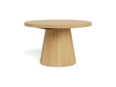 Atmore dining table, Top melamine oak, Base melamine oak, Ø120/180x75 cm