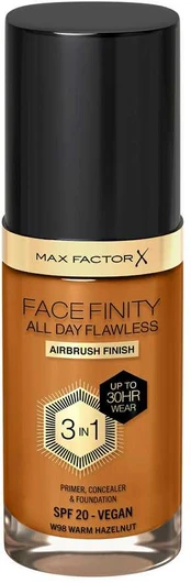 Max Factor Facefinity All Day Flawless makiažo pagrindas moterims 30 ml, spalva: W98 Warm Hazelnut