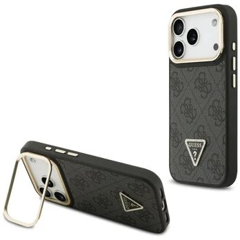 Dėklas Guess 4G PU Triangle Logo & Stand Camera Magsafe do iPhone 17 Pro juoda