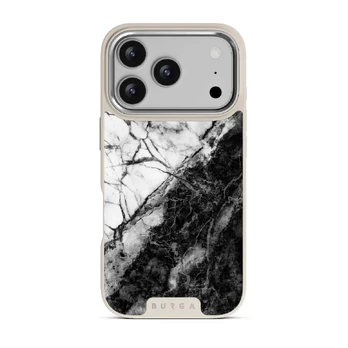 Fatal Contradiction - Black & White Marble iPhone 17 Pro Case, Elite Light (MagSafe) / Silver