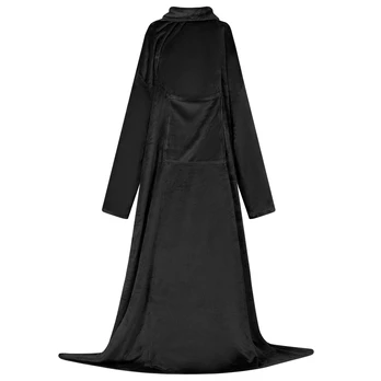 Antklodė-džemperis su gobtuvu Juoda Flanelė