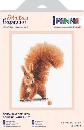Cross stitch kit PANNA "Squirrel with a nut" PJK-2176
