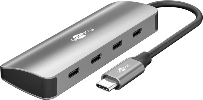 Hub USB | USB C socket x4,USB C plug | USB 3.2 | grey | 10Gbps