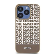 Dėklas DKNY PU Leather Repeat Pattern Bottom Stripe MagSafe Case for iPhone 13 Pro Max Brown kaina
