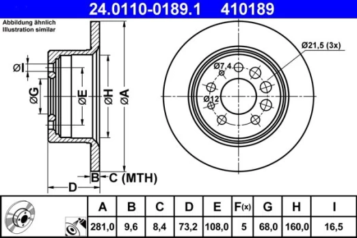 ATE 24.0110-0189.1 Brake Disc