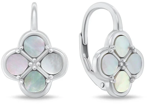 Brilio Silver Sidabrinis dangle earrings Baltas Clover EA1284W
