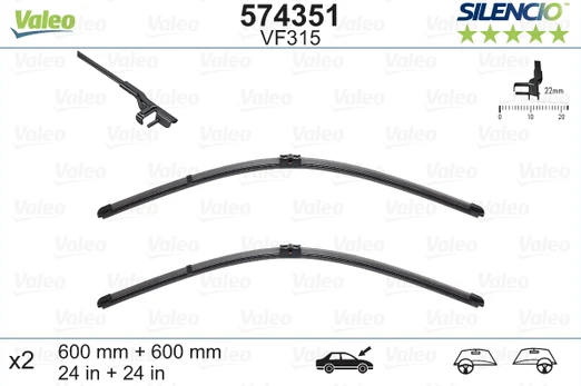 Valeo Silencio Xtrm VM315 wiper blades 600/600 mm