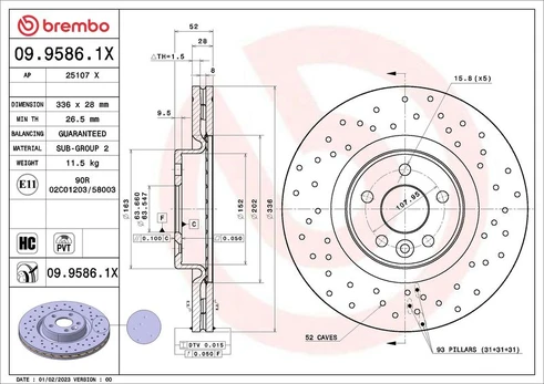 Stabdžių diskas BREMBO 09.9586.1X