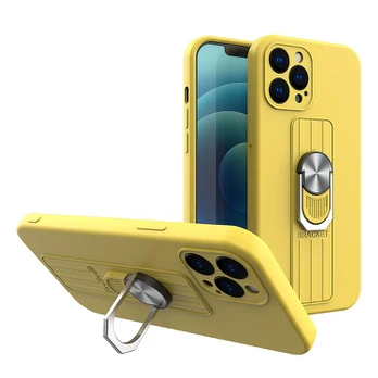 Dėklas su žiedu Ring Case silicone iPhone 12 Pro Geltonas