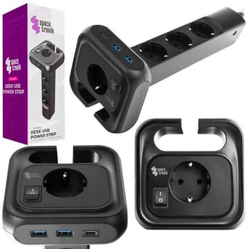Spacetronik Listwa zasilająca 4xAC 2xUSB 1xUSB-C SPS-PS02B
