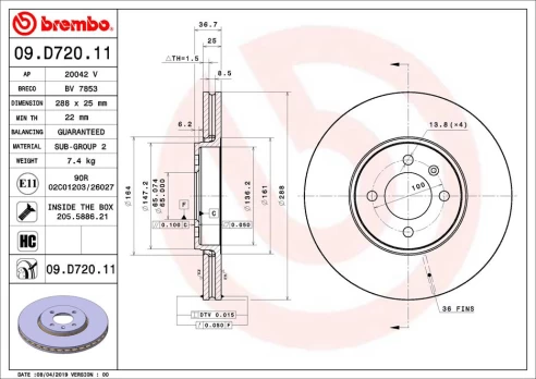 BREMBO 09.D720.11 Brake Disc