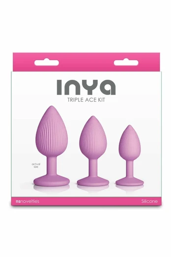 INYA Triple Ace Kit Blush - 3-Piece Silicone Plug Set with Suction Base