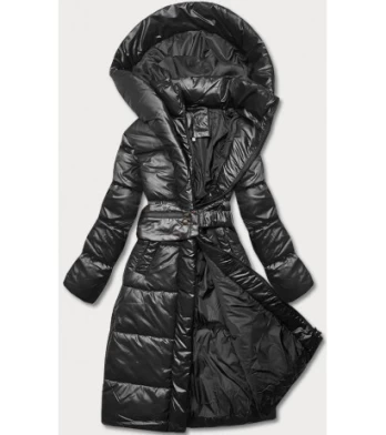 LONG JACKET WITH HOOD BLACK (PM7231) striukė