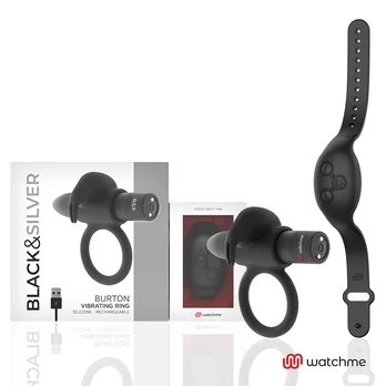 Black & Silver Burton Intimate Ring with WATCHME Remote Control, Silicone
